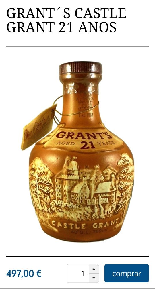 Garrafa whisky vazia colecção Castel Grant