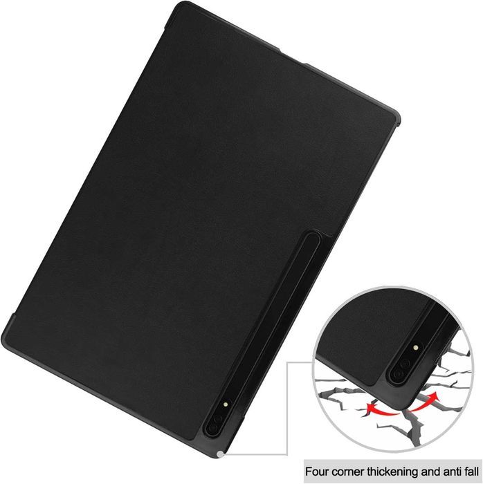 FTRONG etui do Samsung Galaxy Tab S8 Ultra stojak magnes czarne skóra