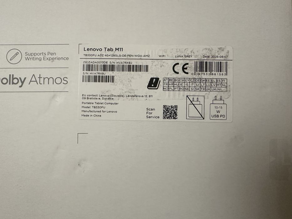 Планшет Lenovo tab m11 tb330fu 4/128 gb wi fi luna grey