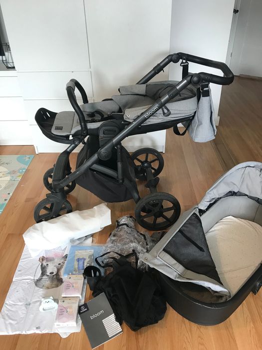 Wózek Roan 2w1 Bloom Silver Chevron gondola i spacerówka plus gratisy
