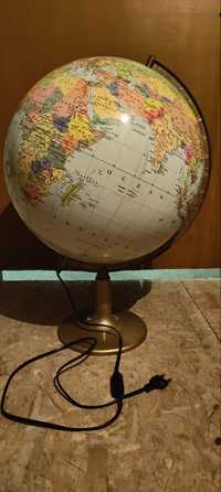 Duży globus polityczno-fizyczny podświetlany Ø 42.
