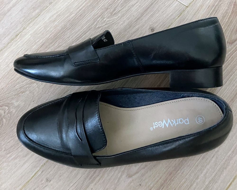 Czarne loafersy, Park West, r.40, wkladka 25cm, jak nowe