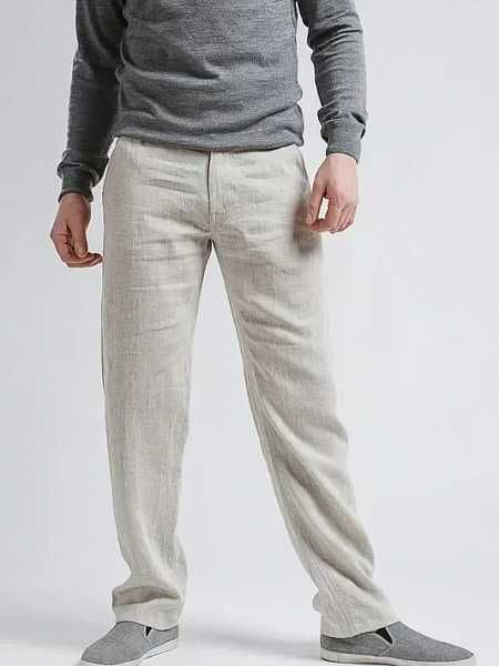 Мужские летние льняные штаны L.O.G.G. by H&M (EUR 32, укр. 50, беж)