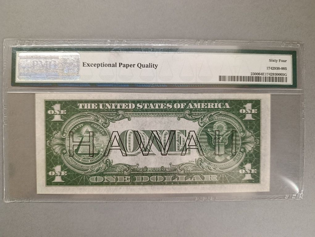 1 Dolar 1935 r Hawaii PMG 64 EPQ bardzo wysoka NOTA OKAZJA