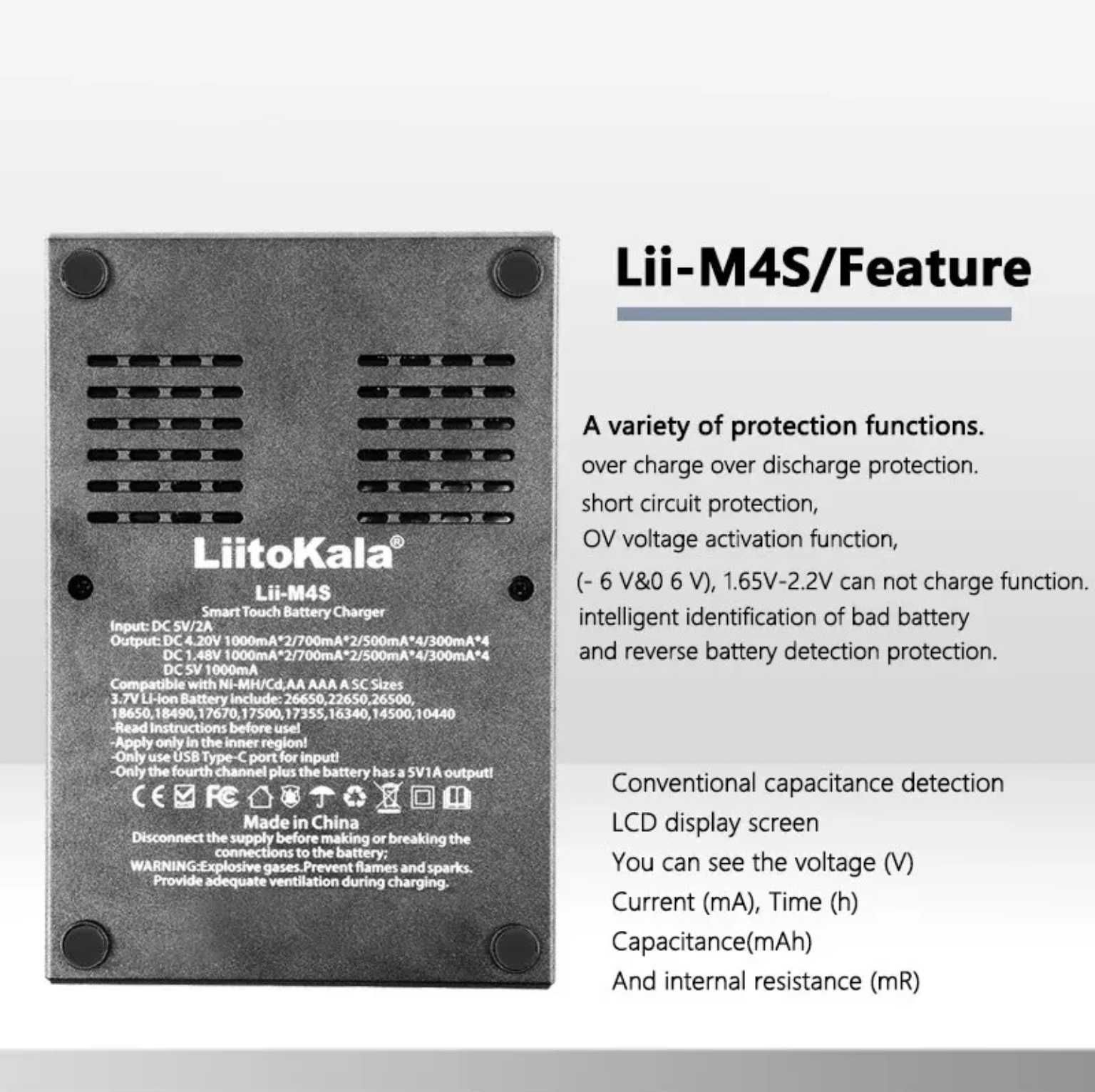 Зарядний пристрій LiitoKala Lii-M4S для 18650, AA, AAA Li-Ion, LiFePO4