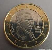 Moeda Rara 1€ Austria - Assinatura Mozart