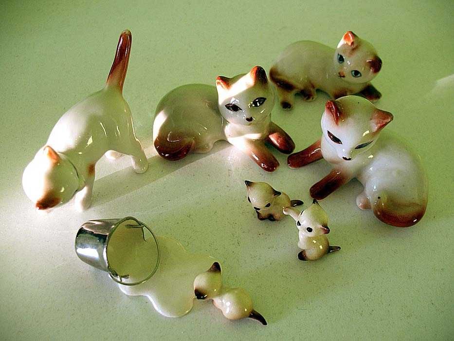 Kot - Hagen Renaker rodzina kotków syjamskich - figurki - 6x5 Oryginał