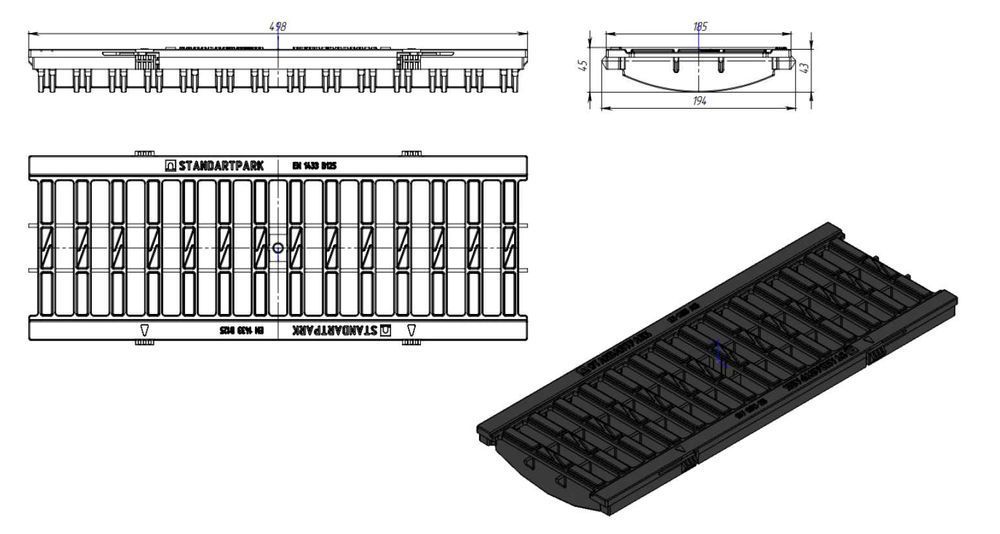 Osadnik Piasku Studzienka DN100 D400 50x16x50cm betonowy ruszt żeliwny