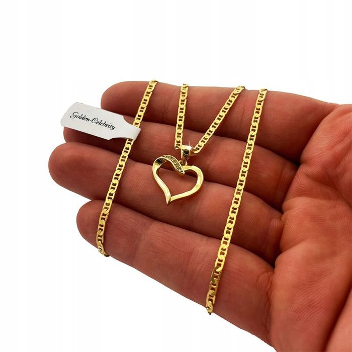 Prezent Na Komunię Dla Dziewczynki Piękny Złoty Naszyjnik Serce + Dedy