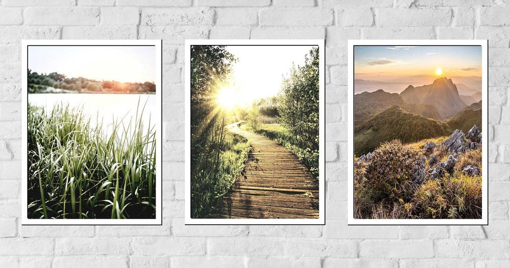 30x40 obrazy w ramie plakaty ramka MOST ŁĄKA GÓRY TRAWA LAS NATURA