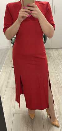 Zara sukienka czerwona midi 36 S