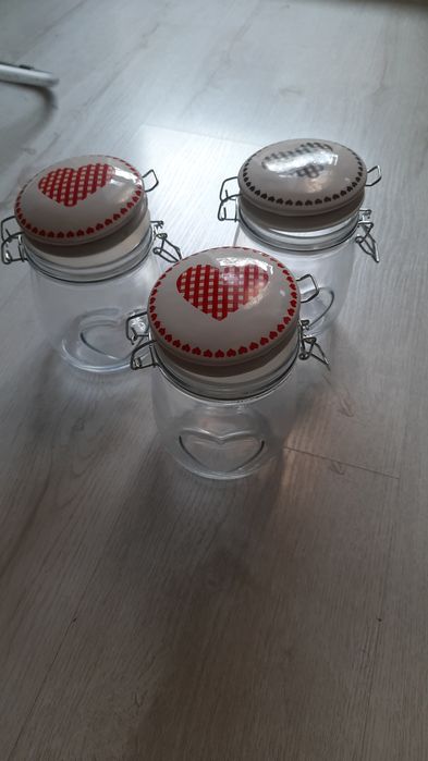 Słoje słoik szklany z zamykaniem porcelanowym z uszczelka serca NOWE