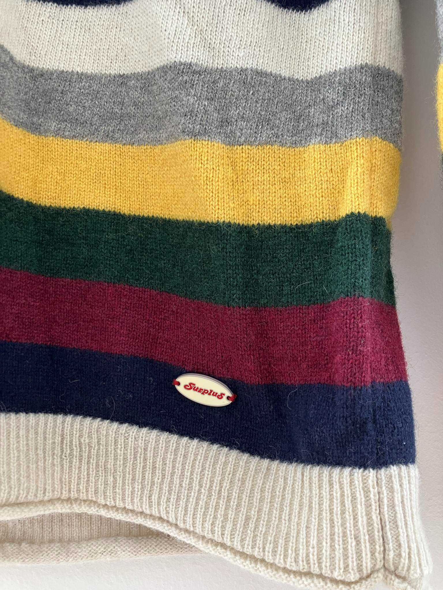 Vintage sweter w paski Surplus S 70% wełna