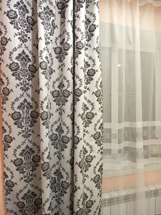 Штори  сірі з чорним