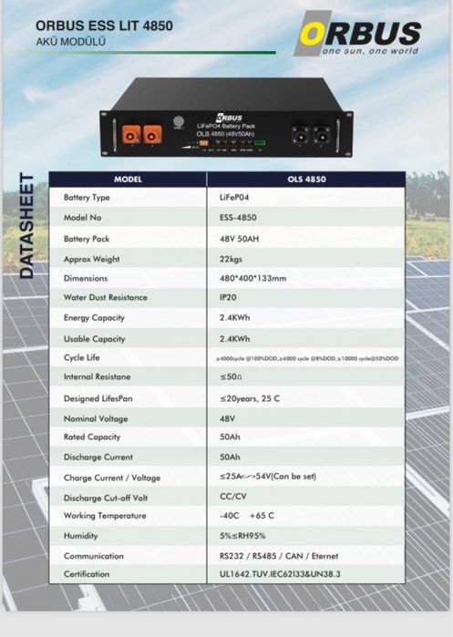 В Наличии Аккумулятор Orbus LiFePO4 48V 50Ah 2.4 литий железо фосфат