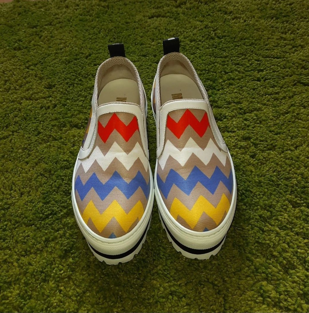 Слипоны MSGM итальянские женские кожаные кроссовки лоферы на платформе