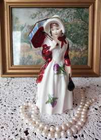 Piekna Dama Kolekcjonerska Figurka Angielska Porcelana Kostna Vintage