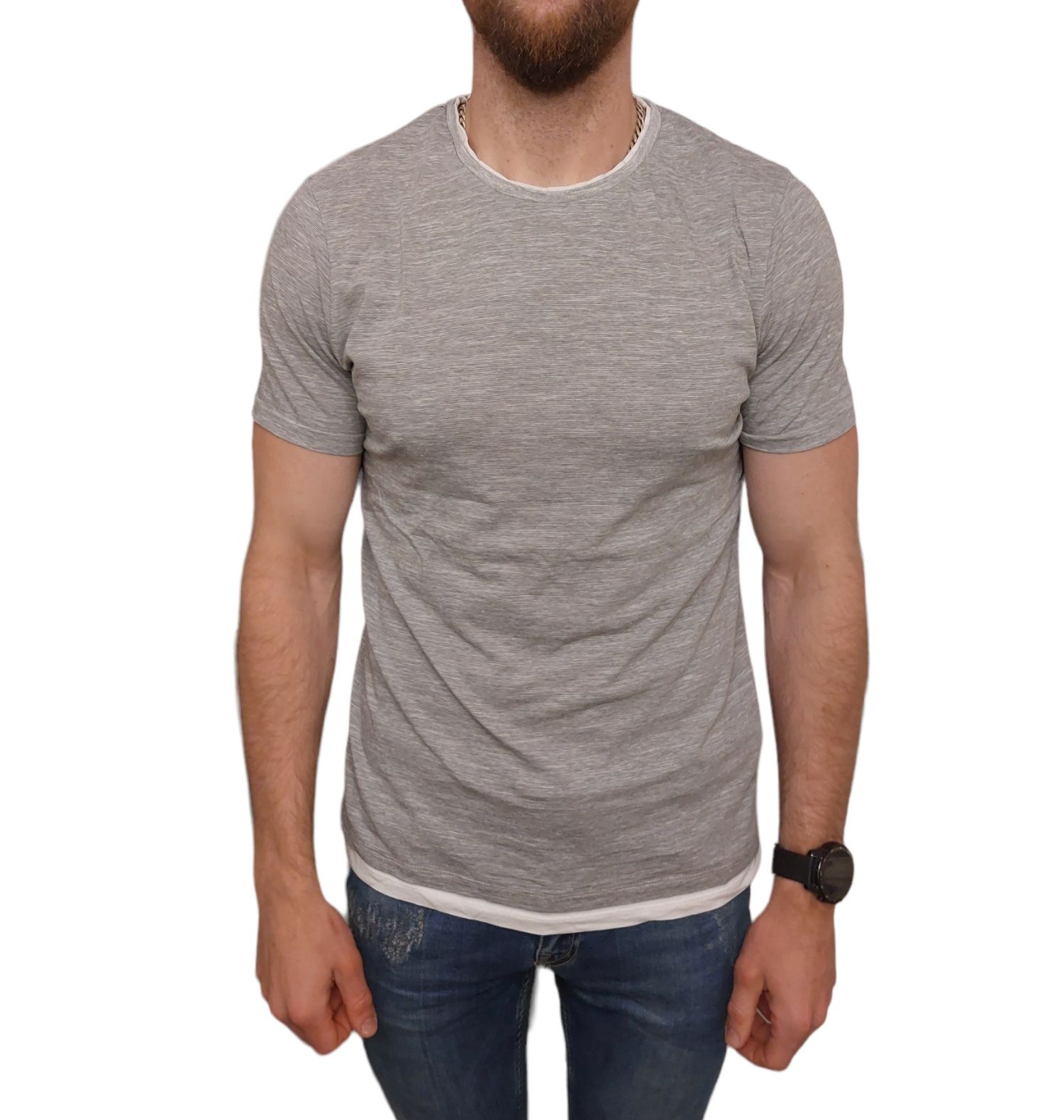 Koszulka męska szara t-shirt męski szary C&A rozmiar M 100% bawełna