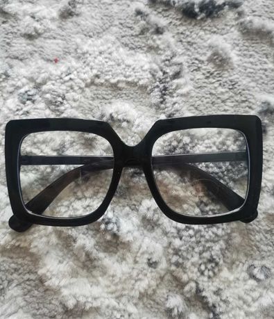 Okulary zerówki kwadratowe oprawki damskie czarne