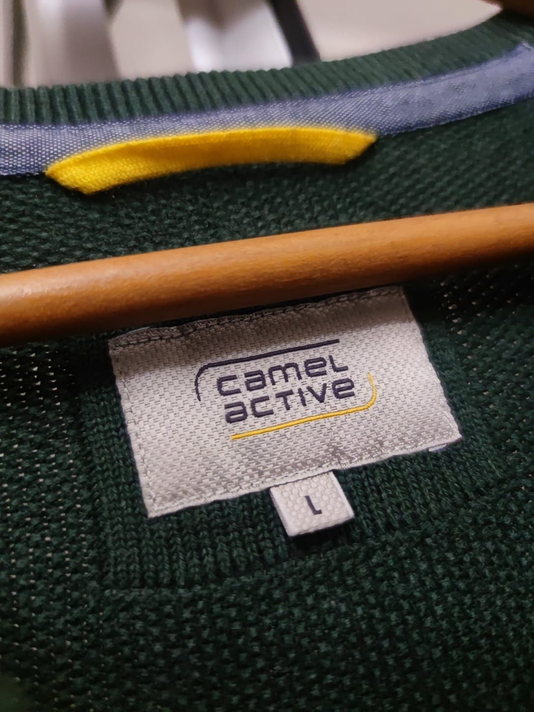 Sweter klasyczny męski L Camel Active zielony ciemny elegancki swetere
