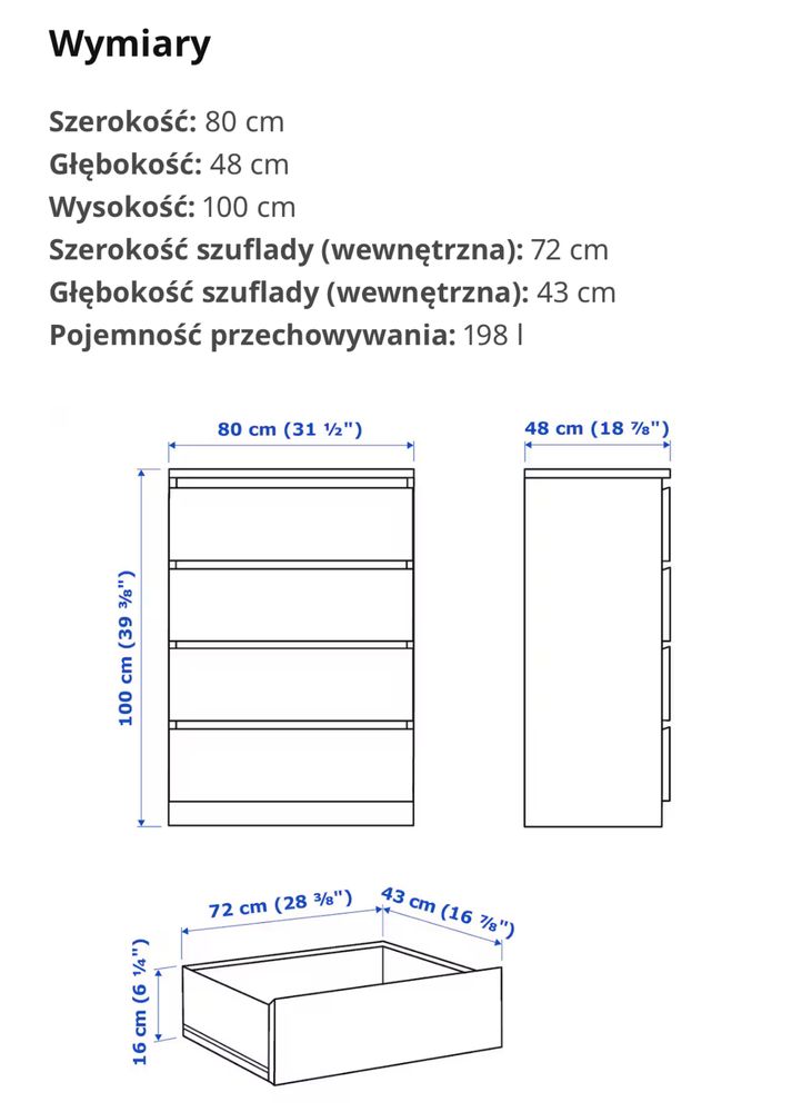 Top Sprzedaży! Komoda Ikea Malm 4 DOSTAWA