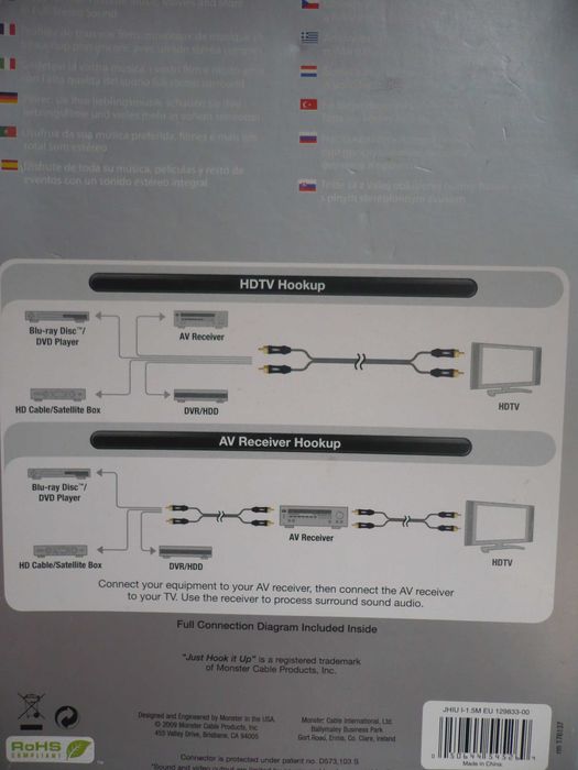 Monster cabo audio 1.5mt