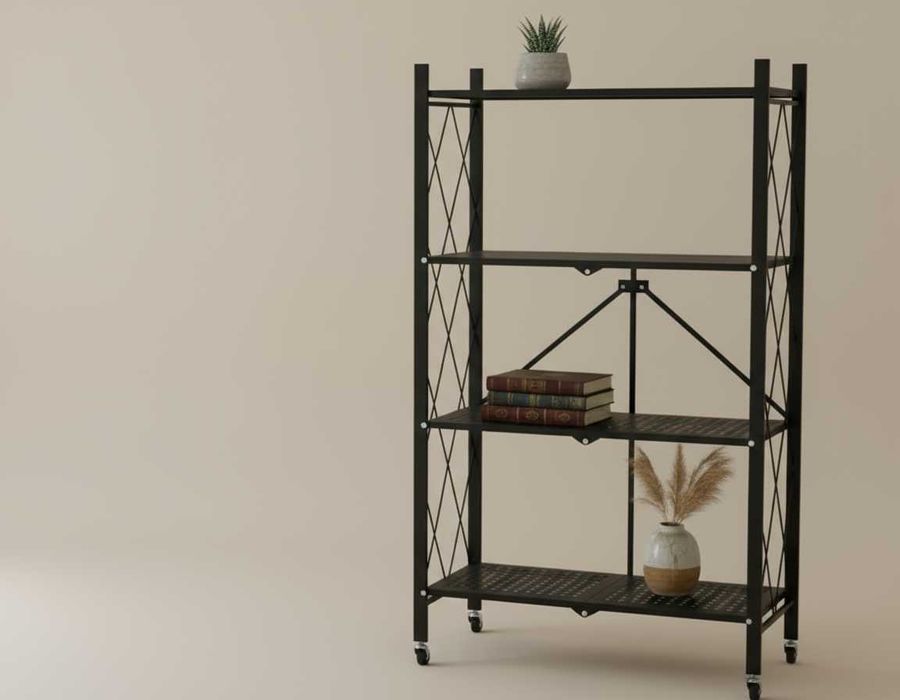 Songmics Regał Metalowy Składany Mobilny Półki Szafka