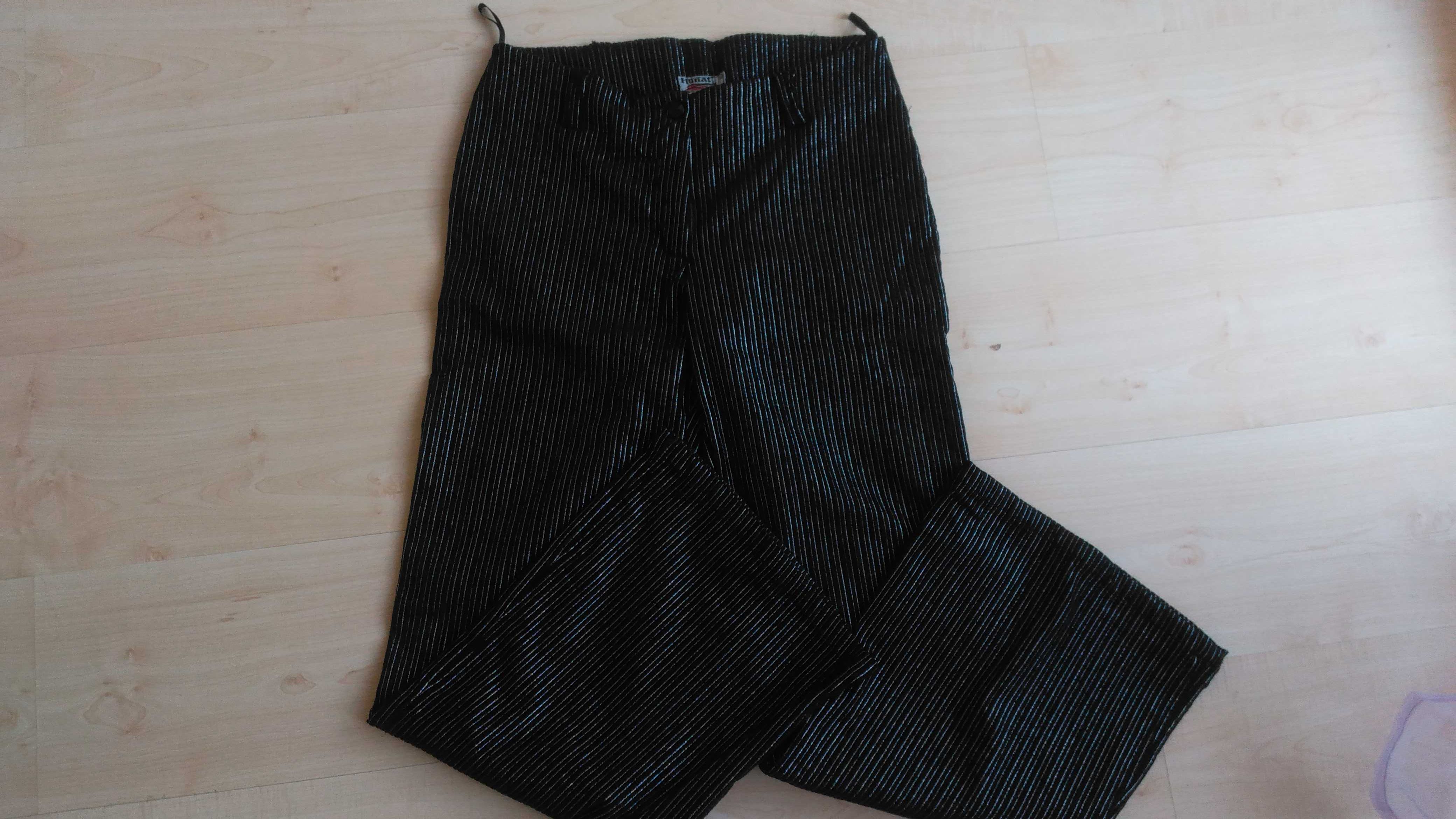eleganckie spodnie czarno - srebrne rozmiar 40