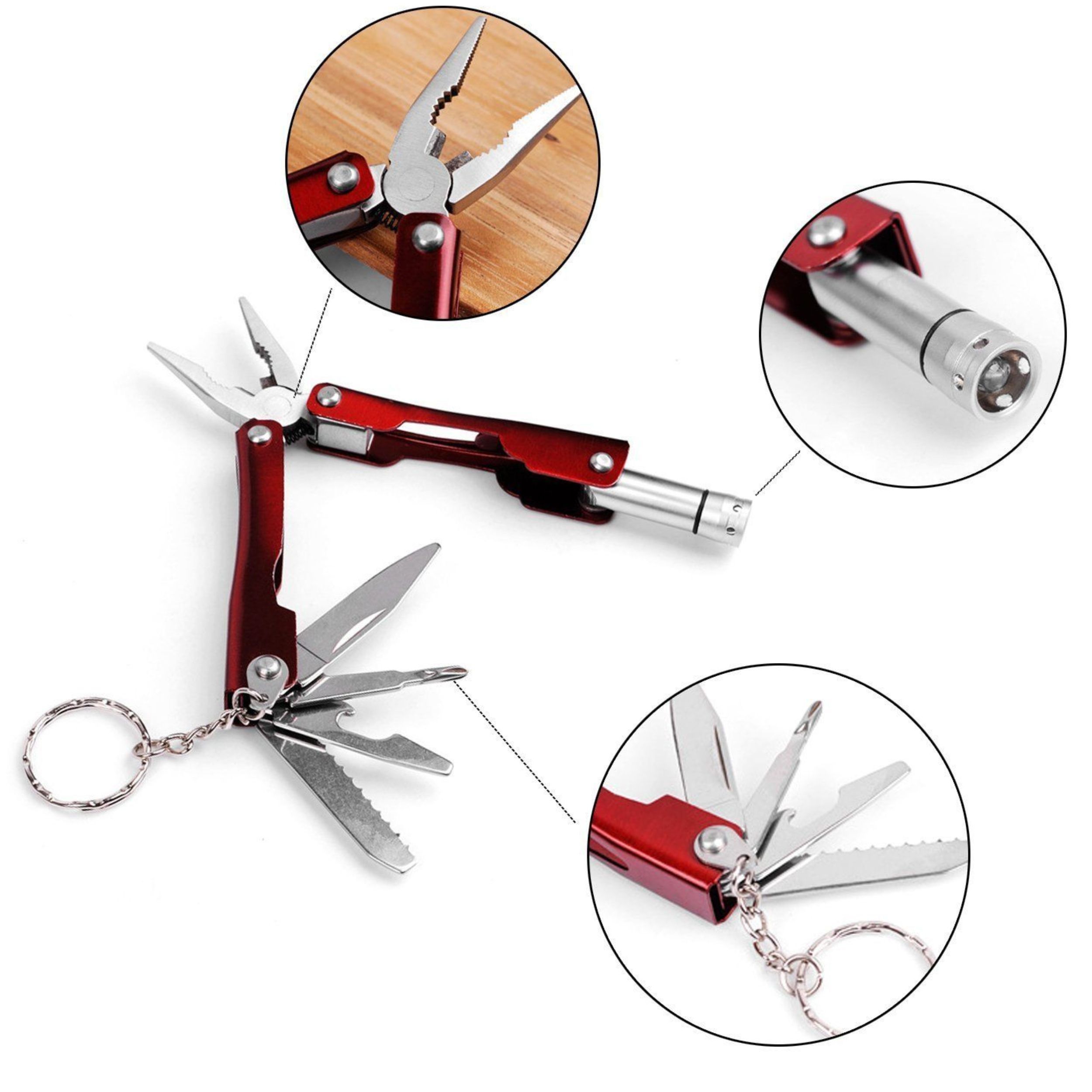Turystyczny multitool  latarka nóż SCYZORYK otwieracz + ETUI