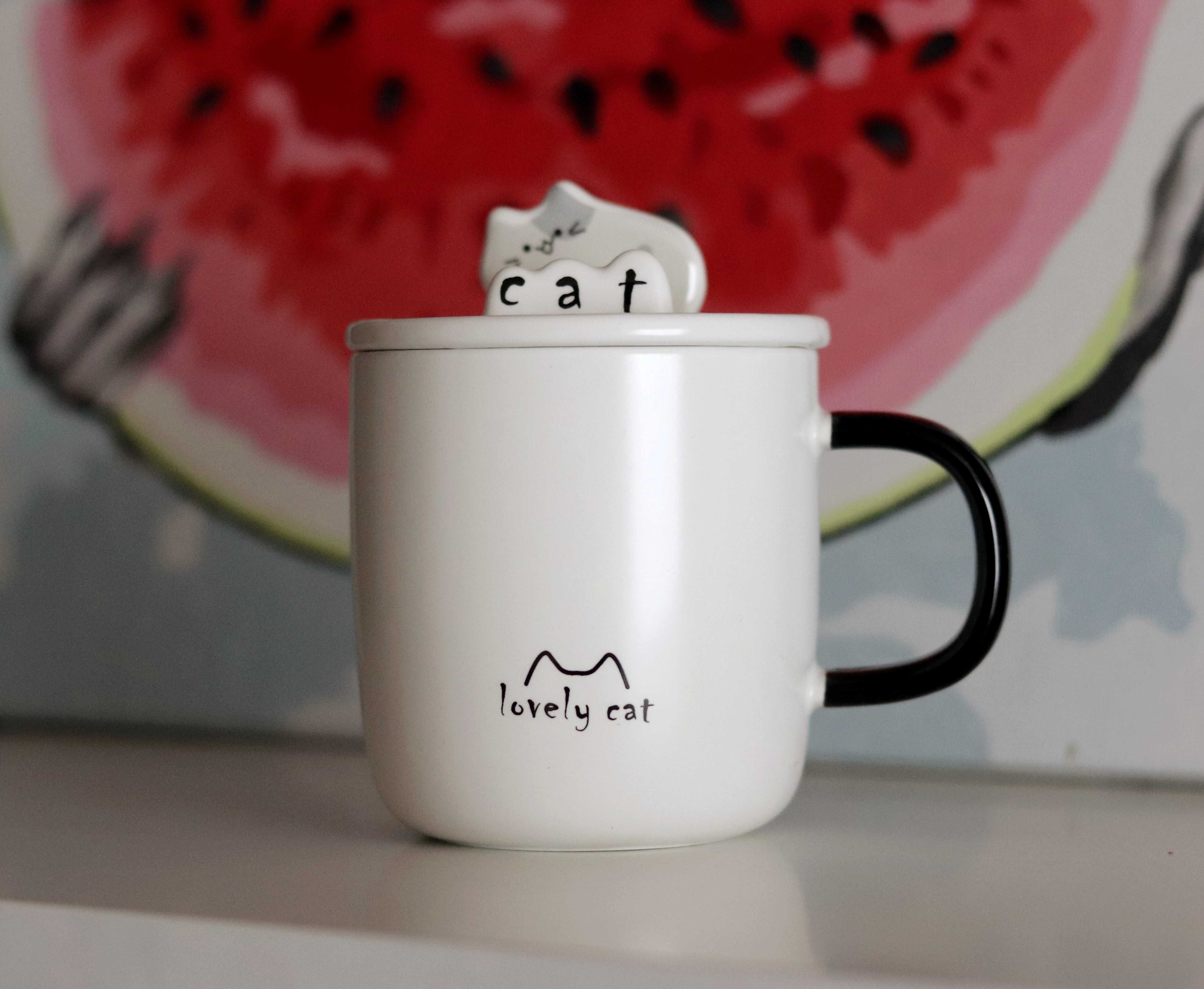 Чашка Cat с крышкой и ложкой
