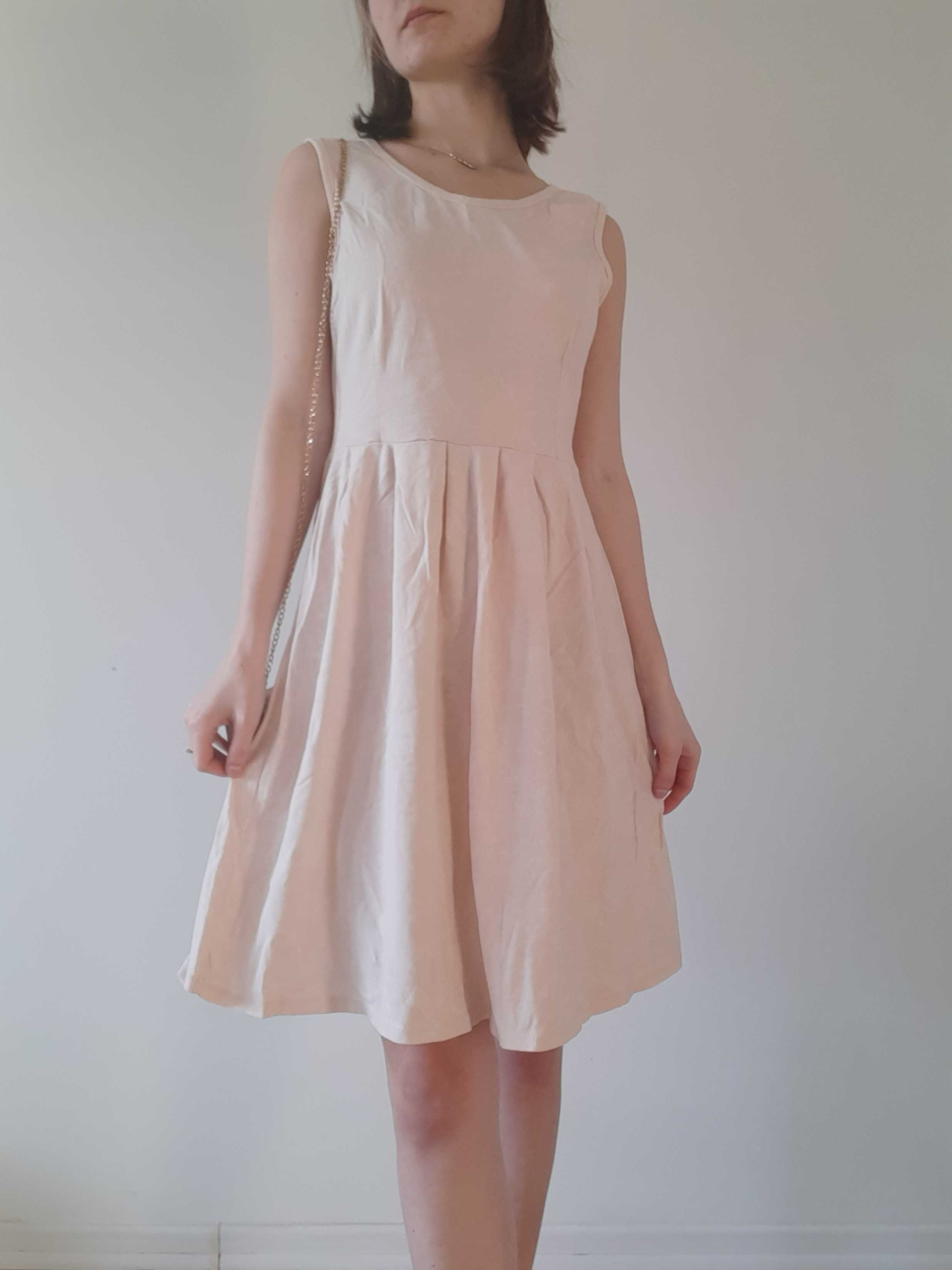 jasnoróżowa pastelowa sukienka na ramiączkach pale pink moda włoska M