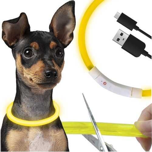 Obroża dla Psa Kota Świecąca LED USB Regulowana 70 cm Ładowana