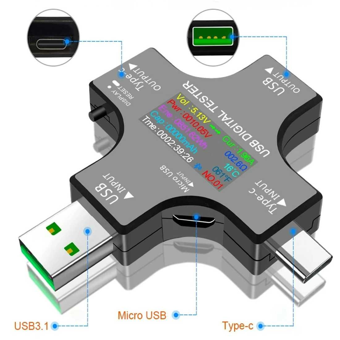 USB юсб тестер Type-C PD – вольтметр, амперметр, детектор заряда