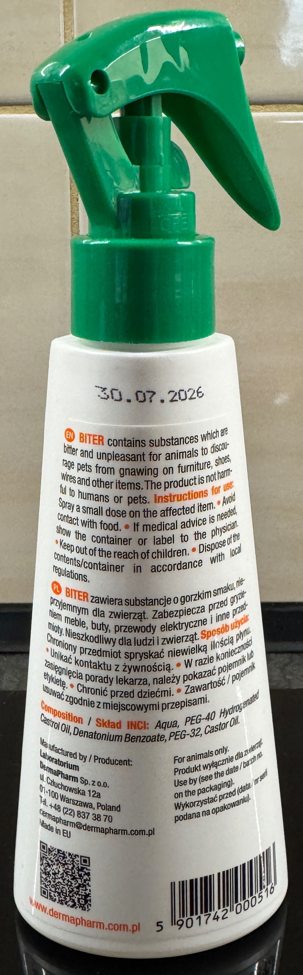 Dr Seidel Biter – spray przeciw gryzieniu obgryzaniu PSÓW KOTÓW 100 ml