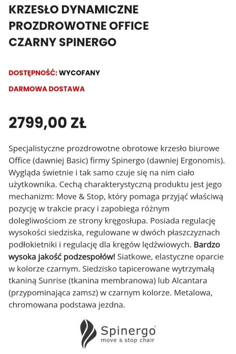 Super fotel ergonomiczny Spinergo office