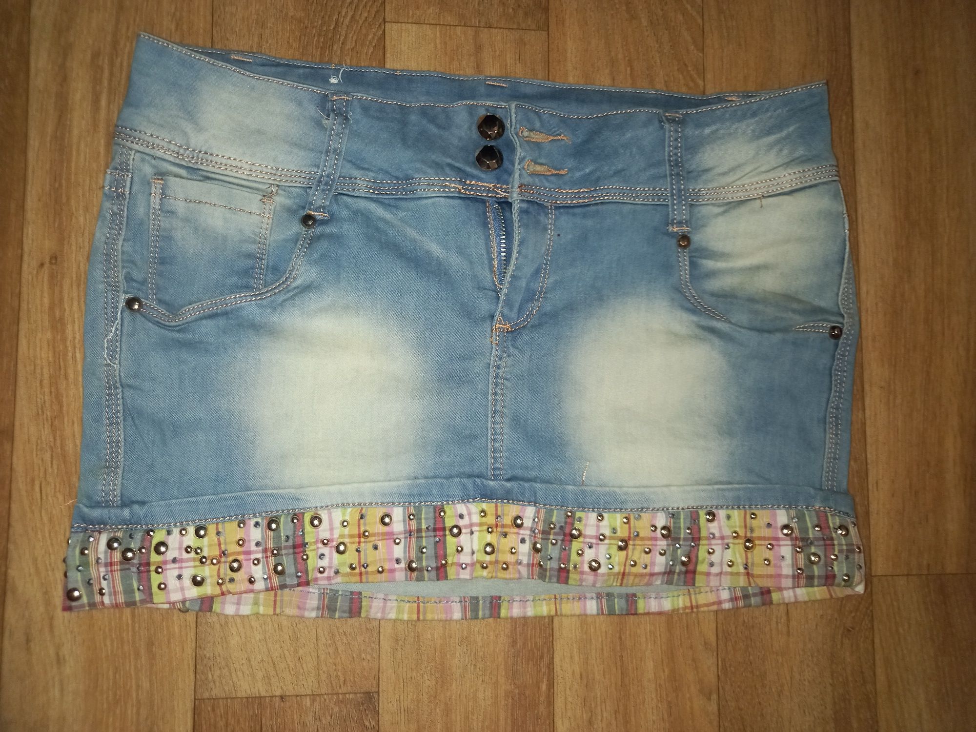 Джинсовая юбка спiдниця стразы камнишорти джинсовые шорты