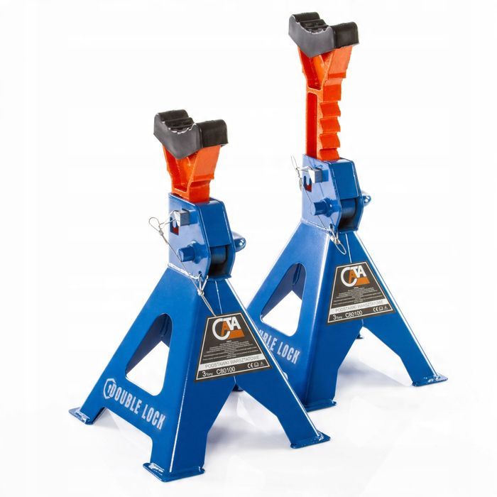 2X Kobyłki 3T Podstawki Warsztatowe Podpory Z Blokadą Gumą Pinem Reg