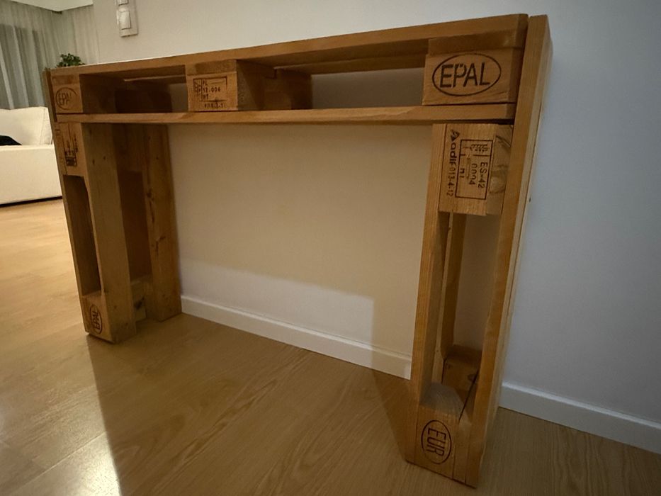 Consola de entrada em madeira maciça – estilo natural / industrial