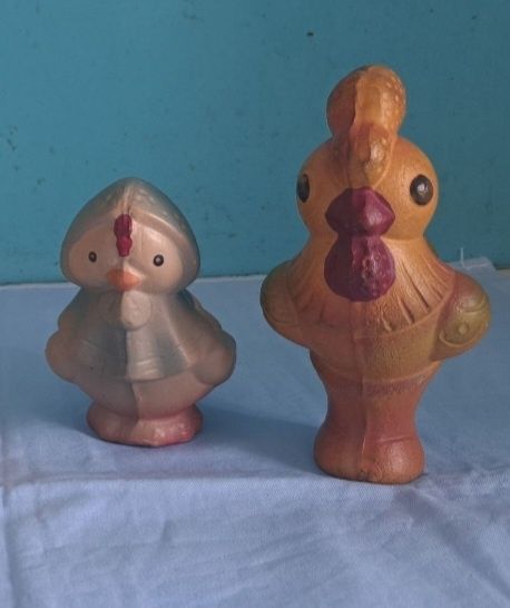 Резиновые игрушки СССР курочка, петух, курица, петушок