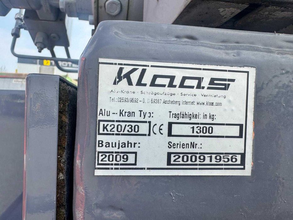 Żuraw ciesielski, dźwig Klaas K20/30  -2009 r - przyczepa 3500 kg