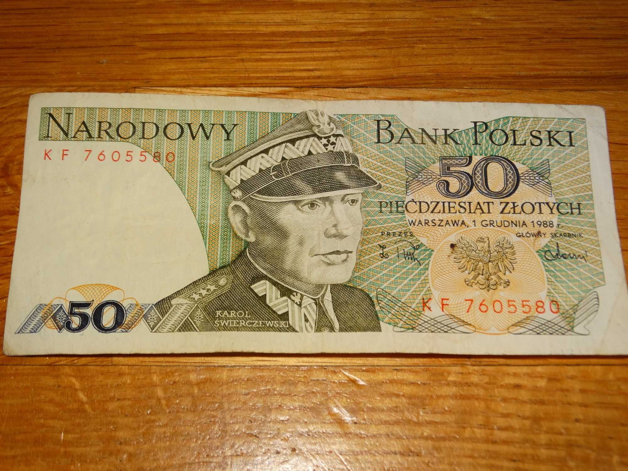 PRL Banknot 50 zł 1988 rok Karol Świerczewski