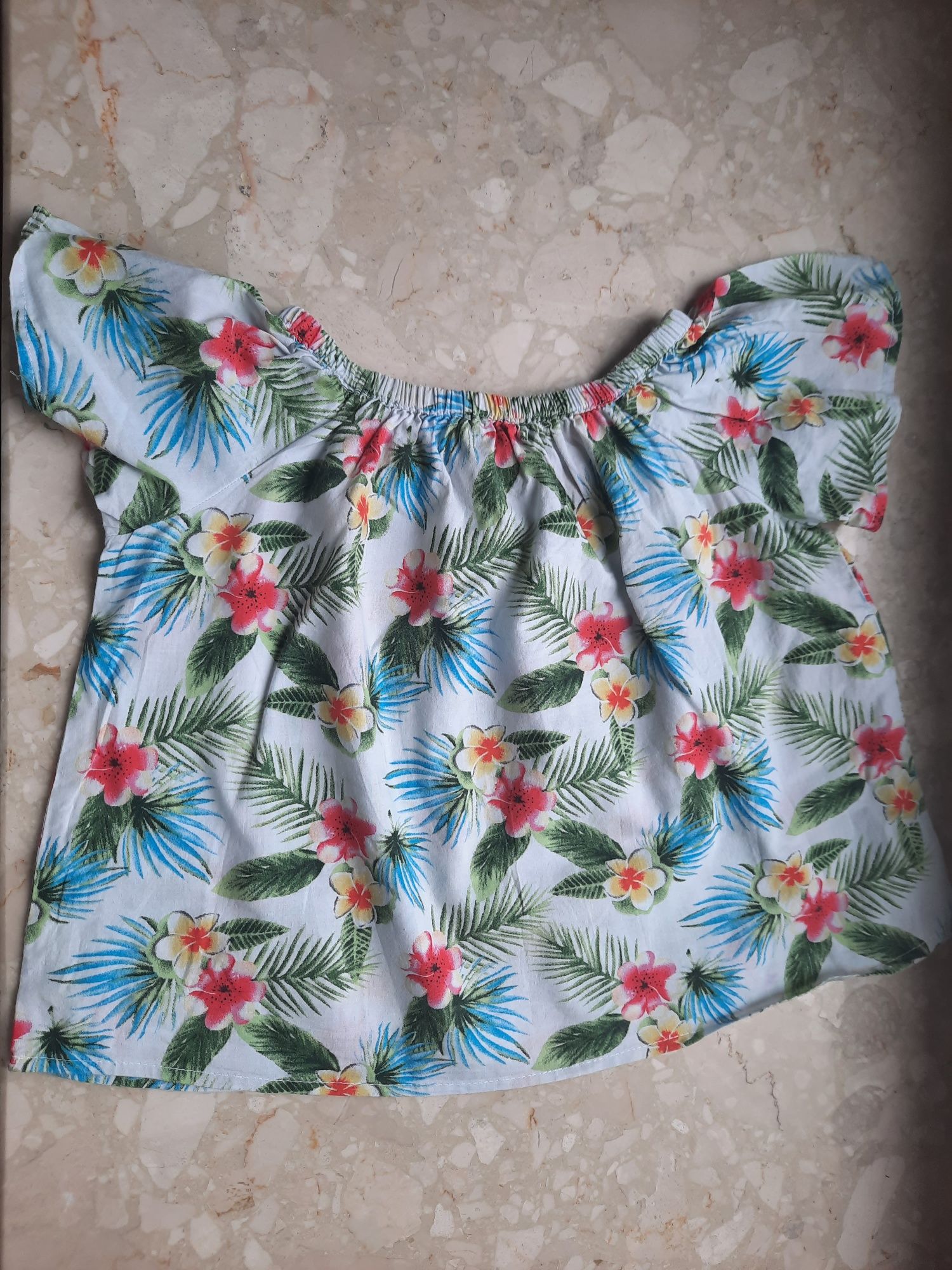 Bluzeczka na lato hawajsko print dla dziewczynki Zara r. 80