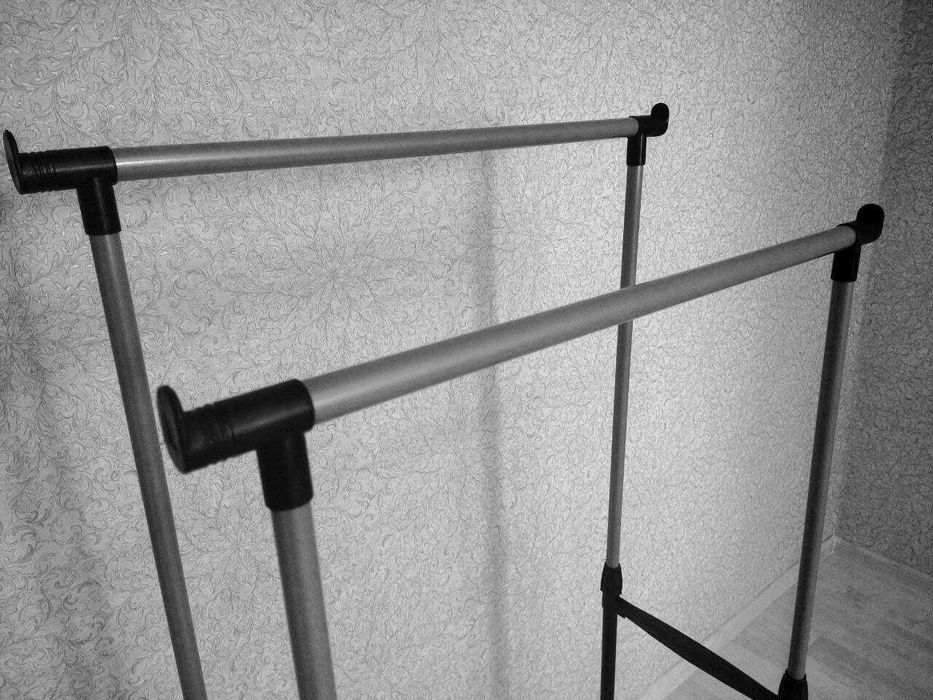 Стійка телескопічна подвійна вішалка для одягу та взуття до 30 кг