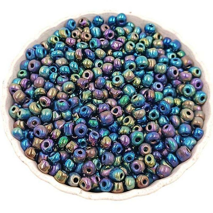 Missangas Vidro Azul Multicolor
