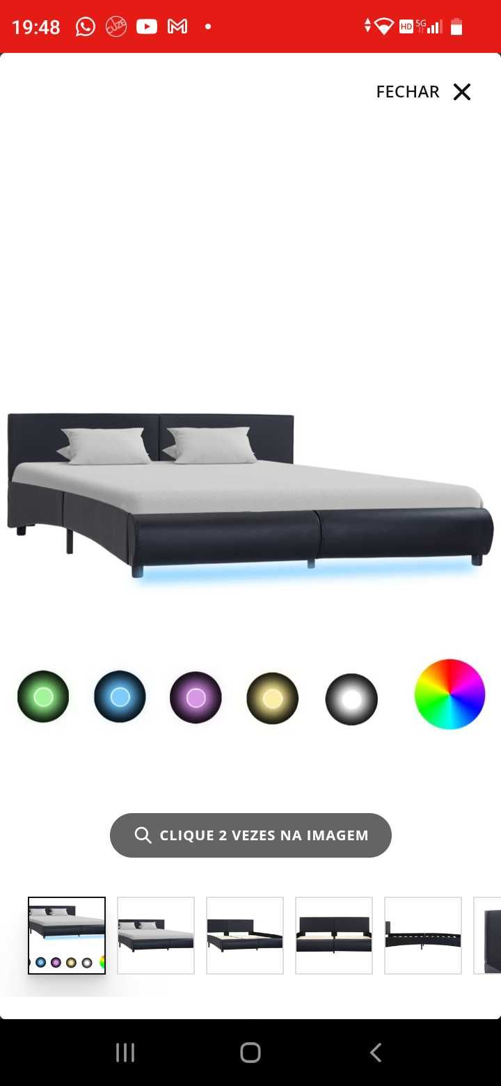 Cama de casal com led
