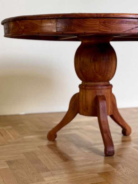 Stół okrągły 120 jadalnia ogrodowy drewno egzotyczne ludwik kolonialny