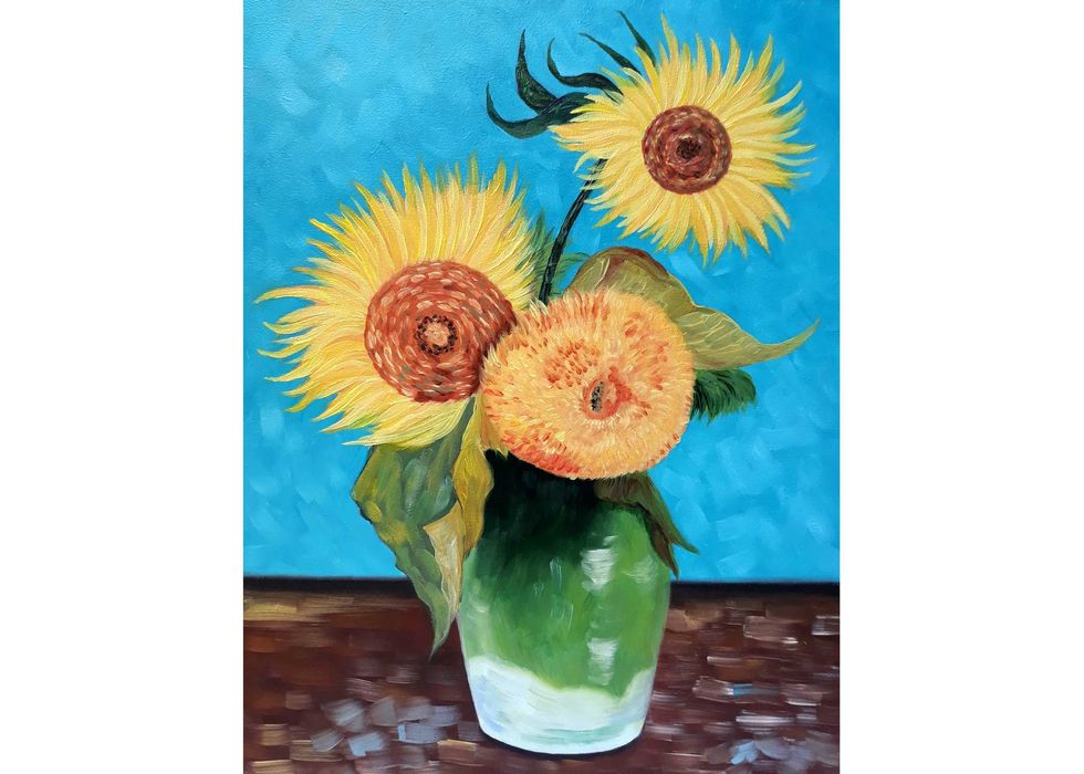 Ręcznie malowany obraz olejny 30x40 reprodukcja Van Gogh Słoneczniki
