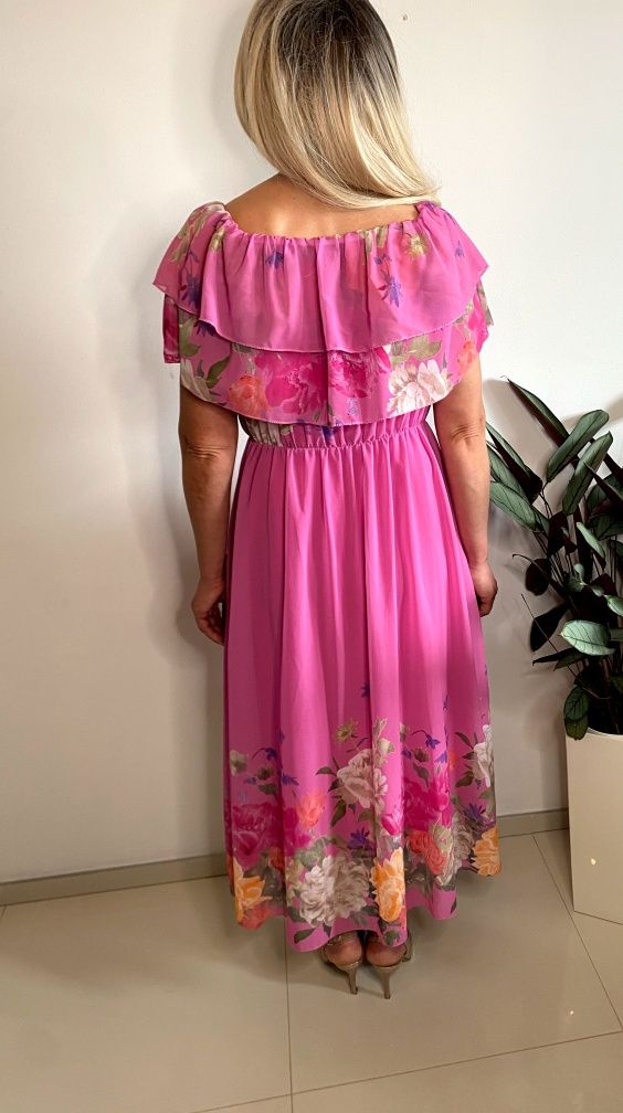 Sukienka plus size 2xl 3xl 44 46 wesele chrzciny komunie wyszczuplając