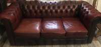 Chesterfield sofa skóra naturalna