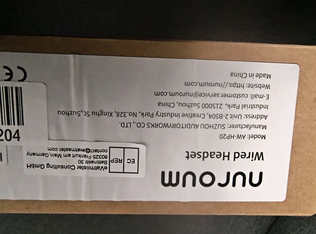 NUROUM HP20 Zestaw słuchawkowy USB